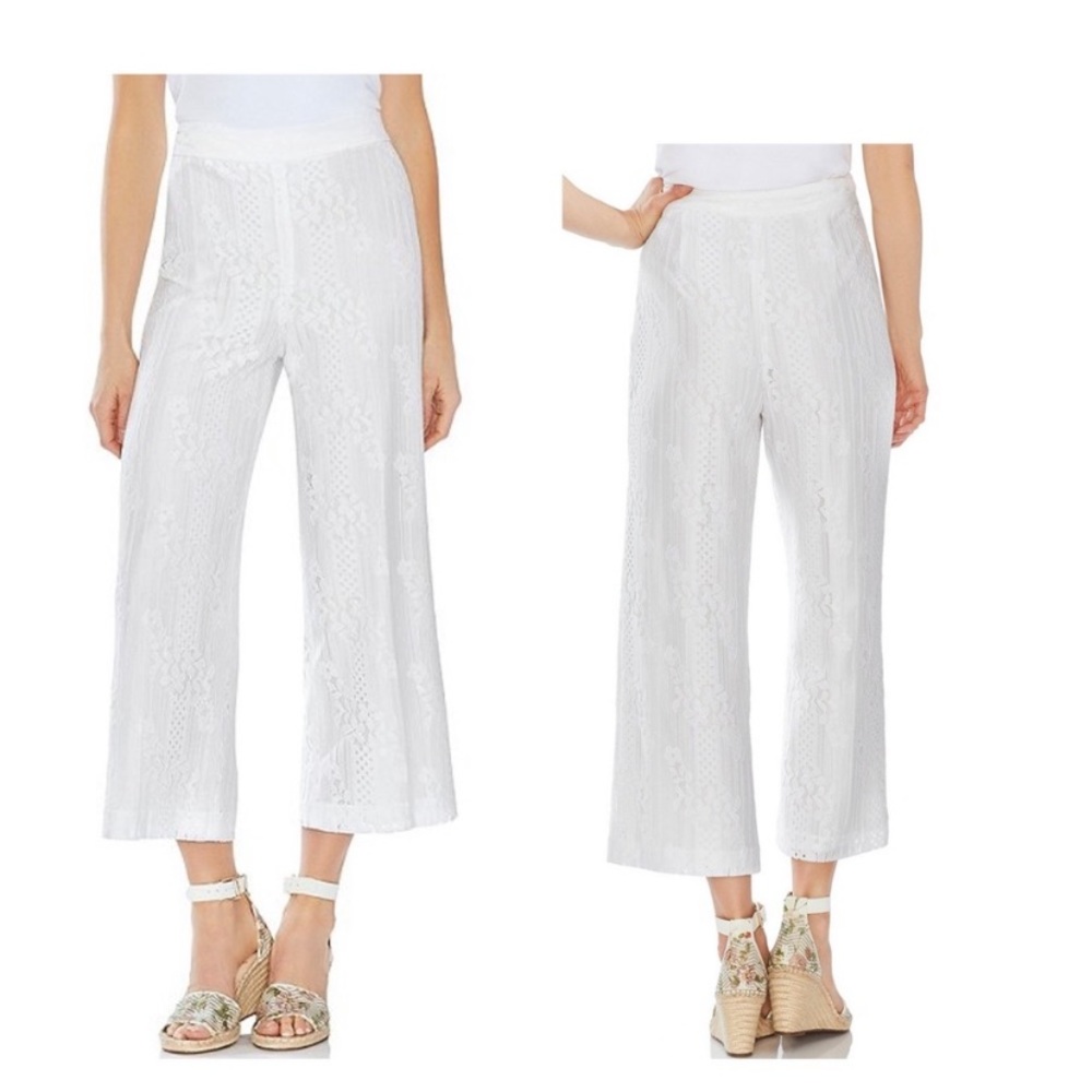 Vince Camuto Floral Lace Cropped Dress Pants - Picture 1 of 5